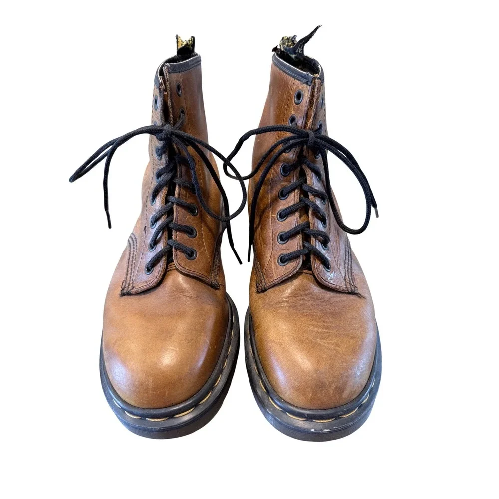 Dr. Martens 1460 Brown Leather 8 Eye Lace Up Combat Boots Mens 6‎ Womens 7